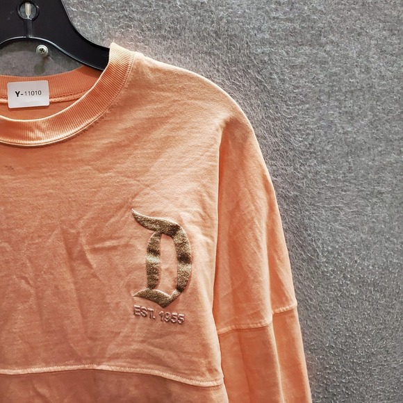 Disney Parks Women Top XS Orange Shirt Jersey Spirit Disneyland Resort Glitter - Picture 8 of 8